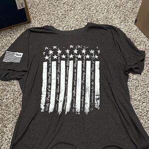 Charcoal Graphic Tee with Flag Design